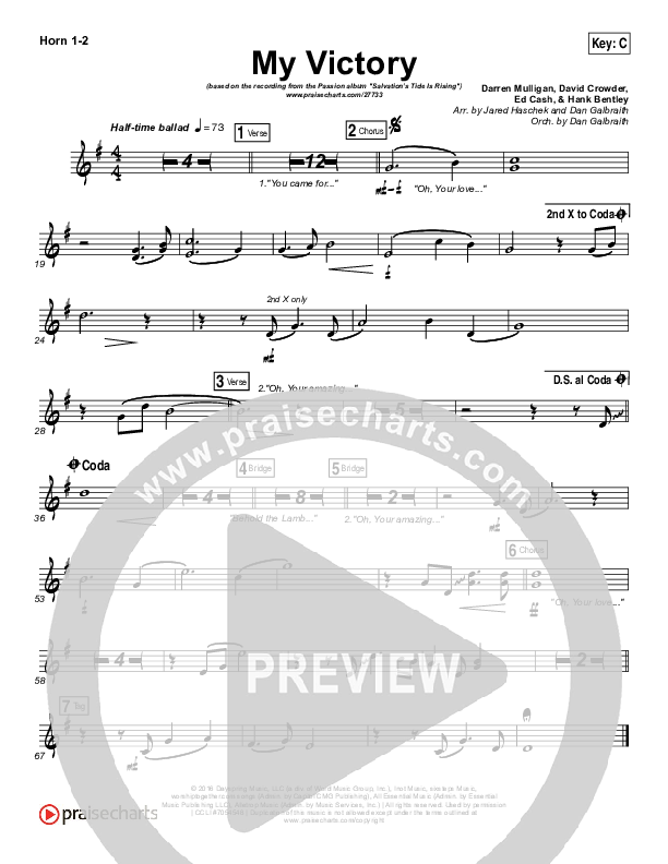 My Victory French Horn 1/2 (David Crowder / Passion)