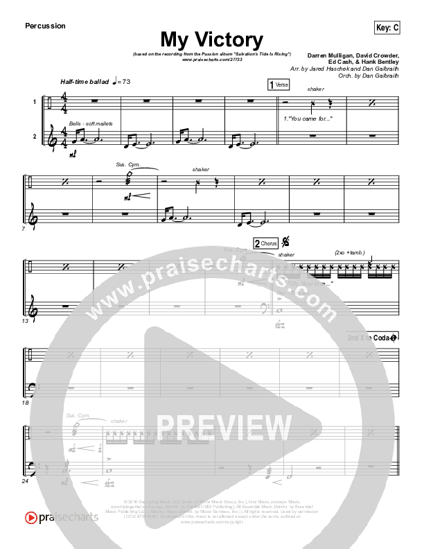 My Victory Percussion (David Crowder / Passion)