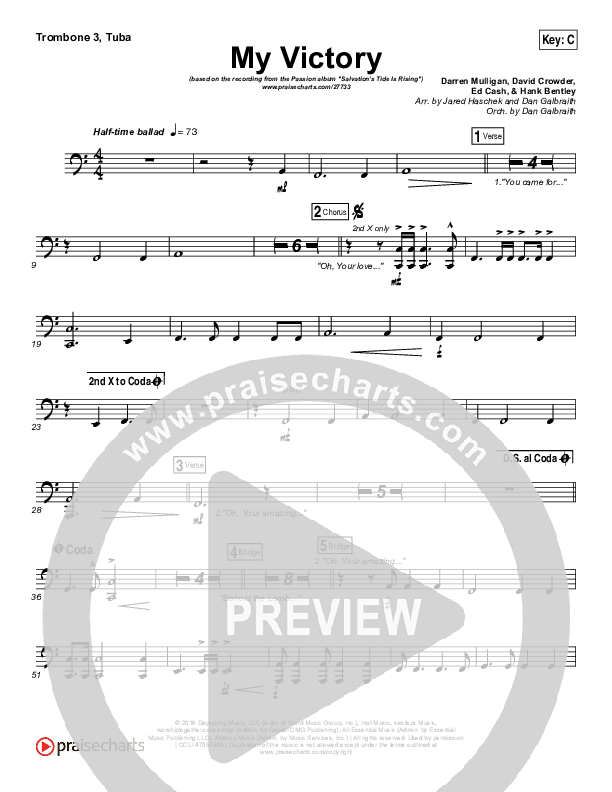 My Victory Trombone 3/Tuba (David Crowder / Passion)