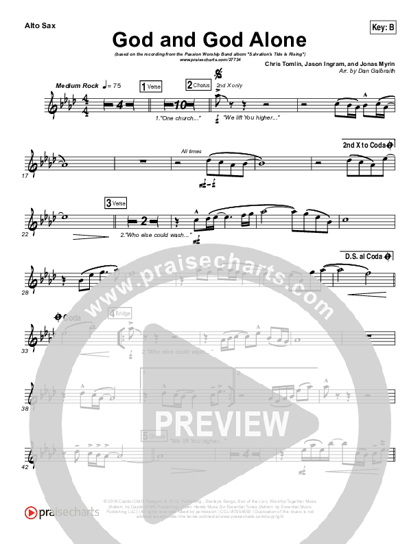 God And God Alone Alto Sax (Chris Tomlin / Passion)