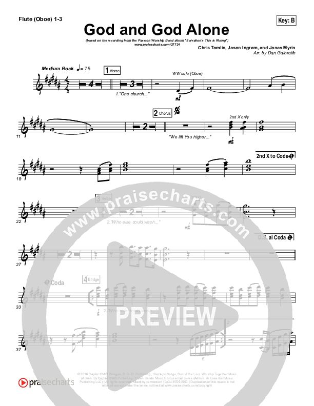 God And God Alone Flute/Oboe 1/2/3 (Chris Tomlin / Passion)