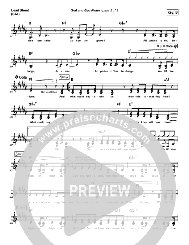 God And God Alone Lead Sheet (SAT) (Chris Tomlin / Passion)