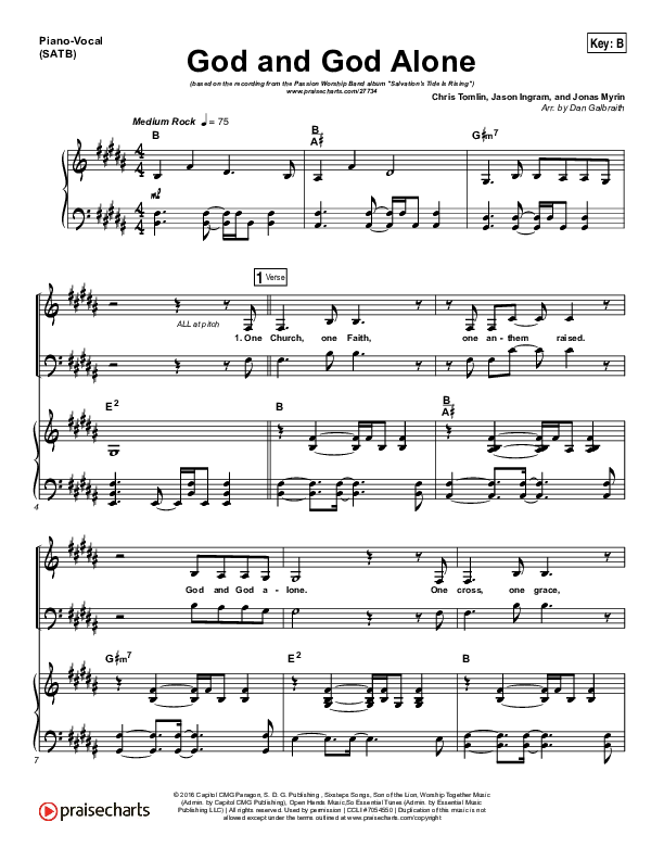God And God Alone Piano/Vocal (SATB) (Chris Tomlin / Passion)