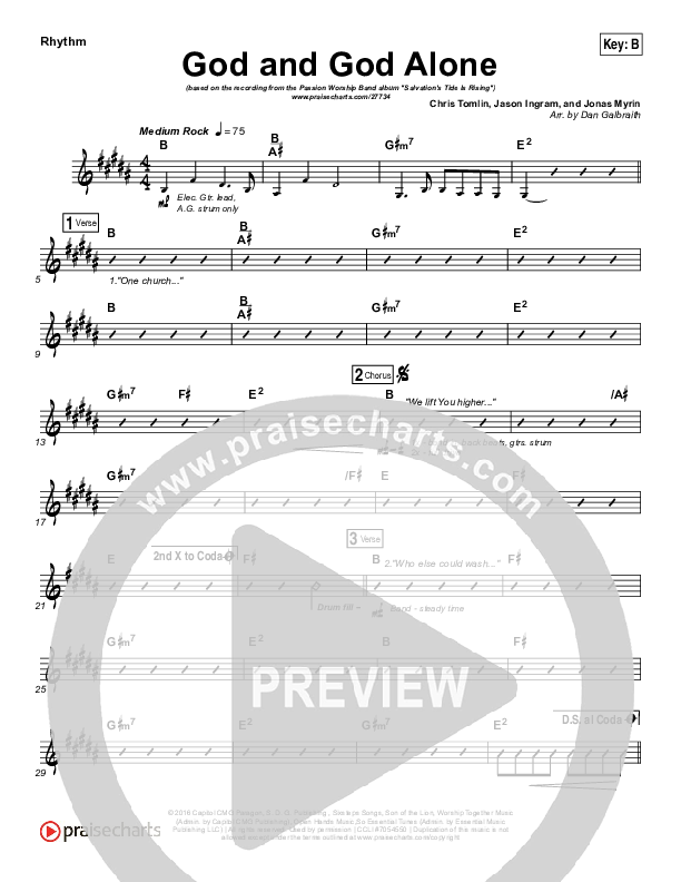 God And God Alone Rhythm Chart (Chris Tomlin / Passion)