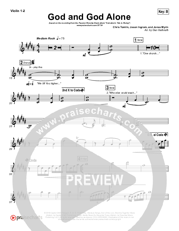 God And God Alone Violin 1/2 (Chris Tomlin / Passion)