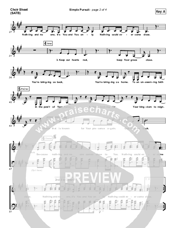 Simple Pursuit Choir Sheet (SATB) (Melodie Malone / Passion)
