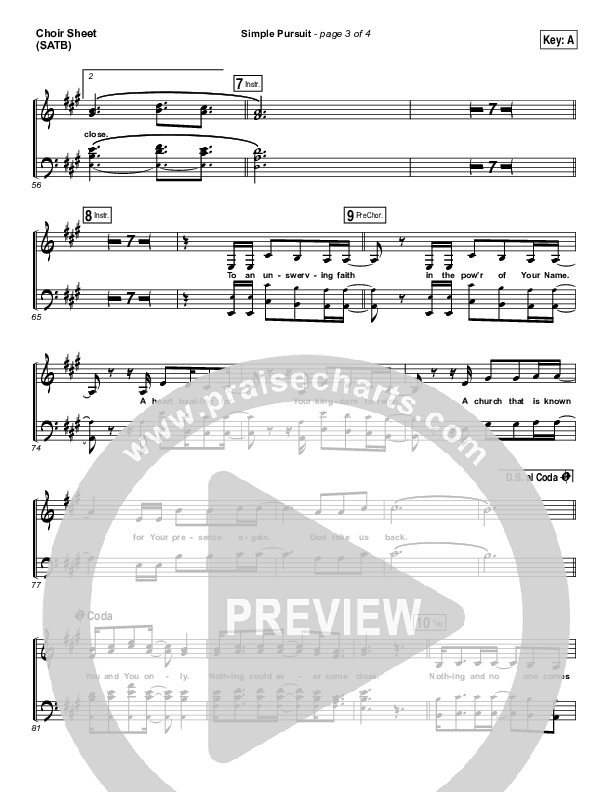 Simple Pursuit Choir Sheet (SATB) (Melodie Malone / Passion)