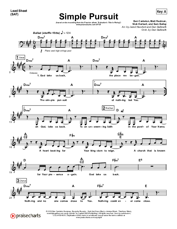 Simple Pursuit Lead Sheet (SAT) (Melodie Malone / Passion)