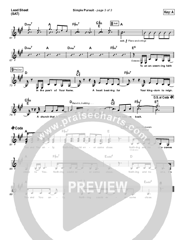 Simple Pursuit Lead Sheet (SAT) (Melodie Malone / Passion)