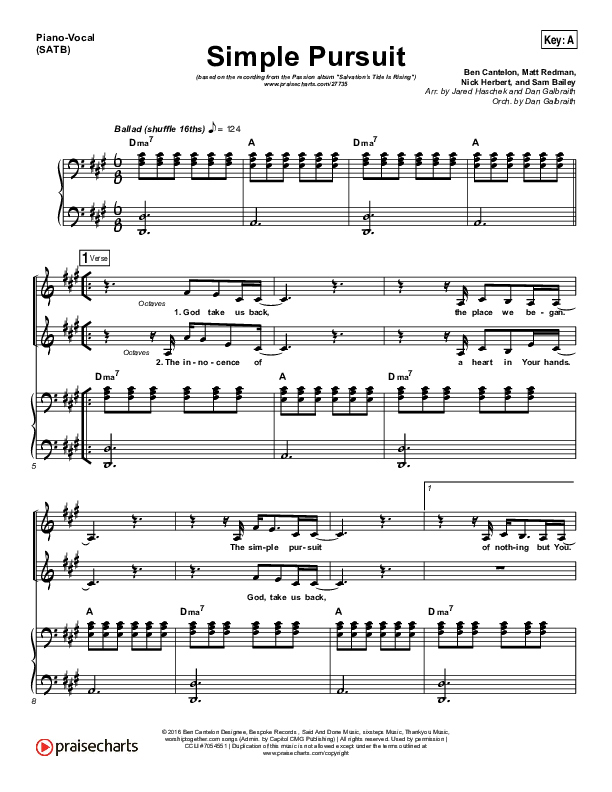 Simple Pursuit Piano/Vocal (SATB) (Melodie Malone / Passion)