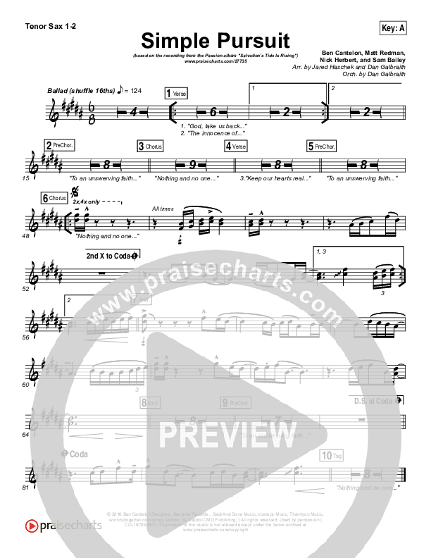 Simple Pursuit Tenor Sax 1/2 (Melodie Malone / Passion)