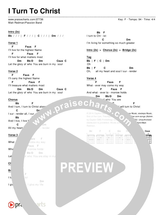 I Turn To Christ Chords & Lyrics (Matt Redman / Passion)