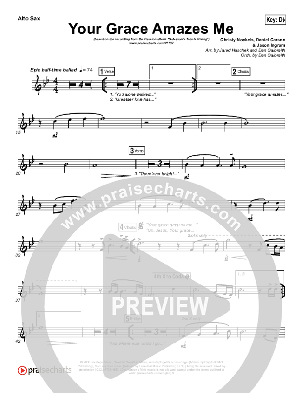 Your Grace Amazes Me Alto Sax (Christy Nockels / Passion)