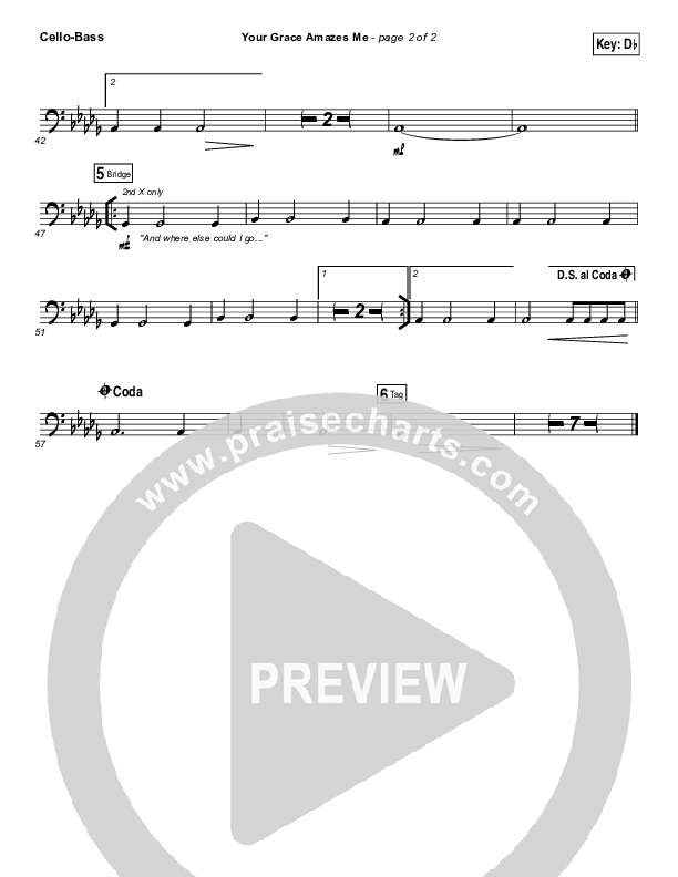 Your Grace Amazes Me Cello/Bass (Christy Nockels / Passion)