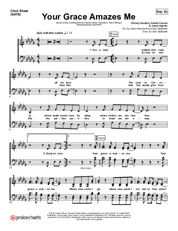 Your Grace Amazes Me Choir Sheet (SATB) (Christy Nockels / Passion)