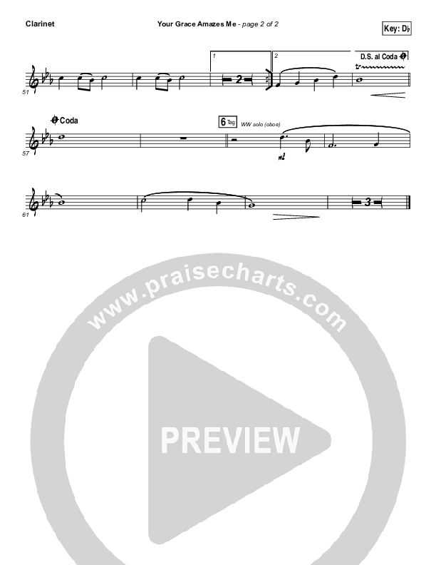 Your Grace Amazes Me Clarinet (Christy Nockels / Passion)