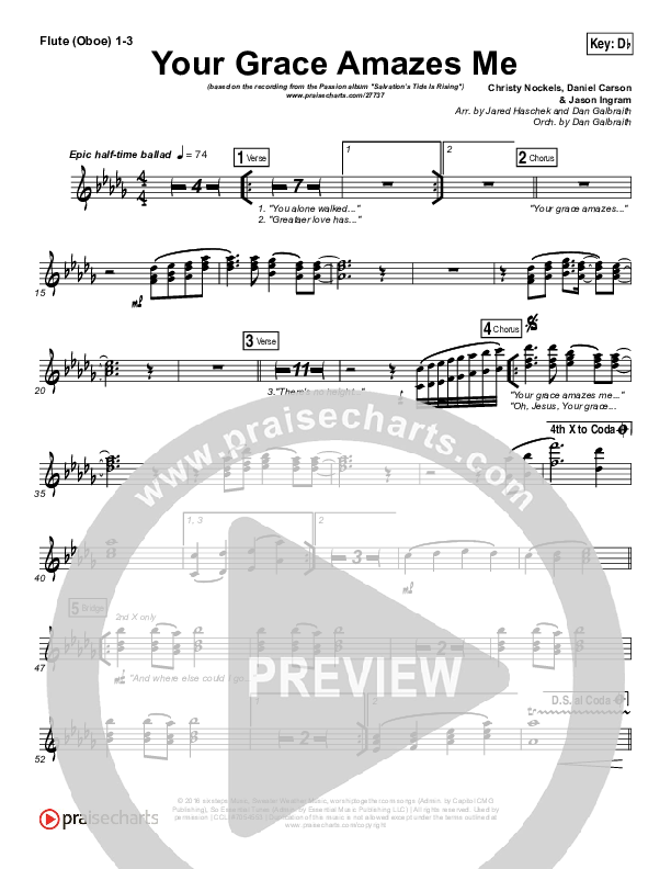 Your Grace Amazes Me Flute/Oboe 1/2/3 (Christy Nockels / Passion)