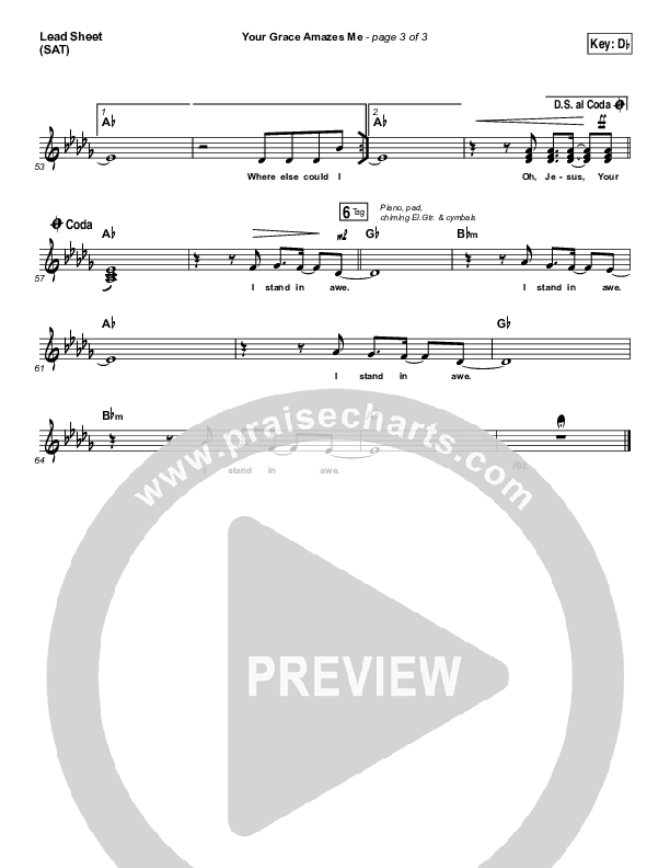 Your Grace Amazes Me Lead Sheet (SAT) (Christy Nockels / Passion)