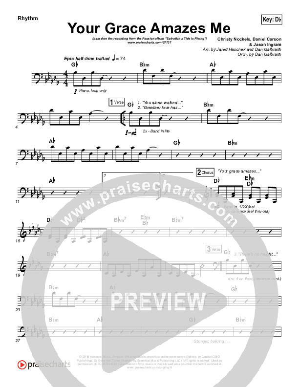 Your Grace Amazes Me Rhythm Chart (Christy Nockels / Passion)