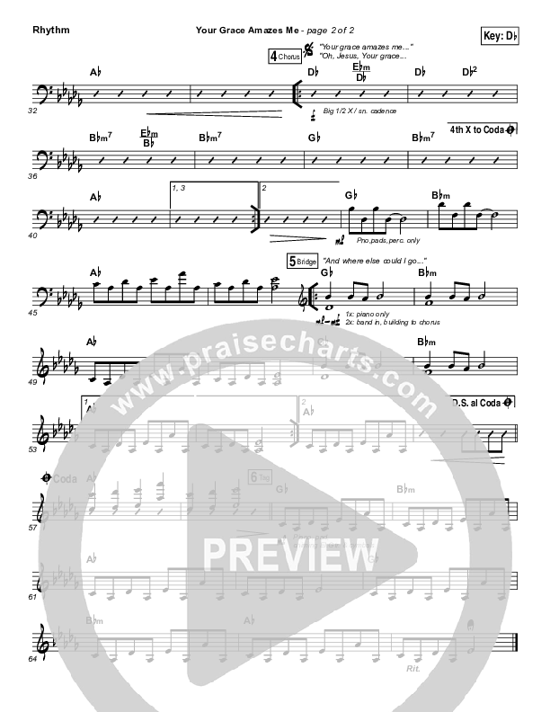 Your Grace Amazes Me Rhythm Chart (Christy Nockels / Passion)