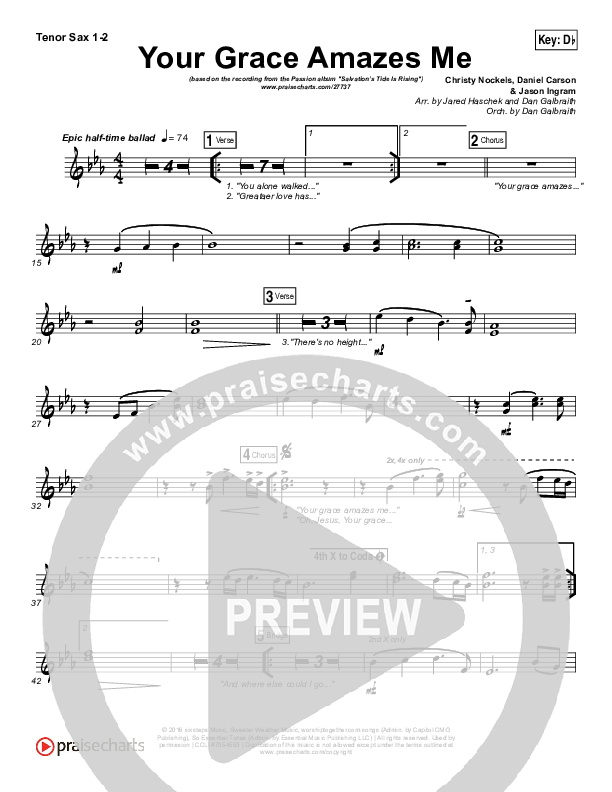 Your Grace Amazes Me Tenor Sax 1/2 (Christy Nockels / Passion)