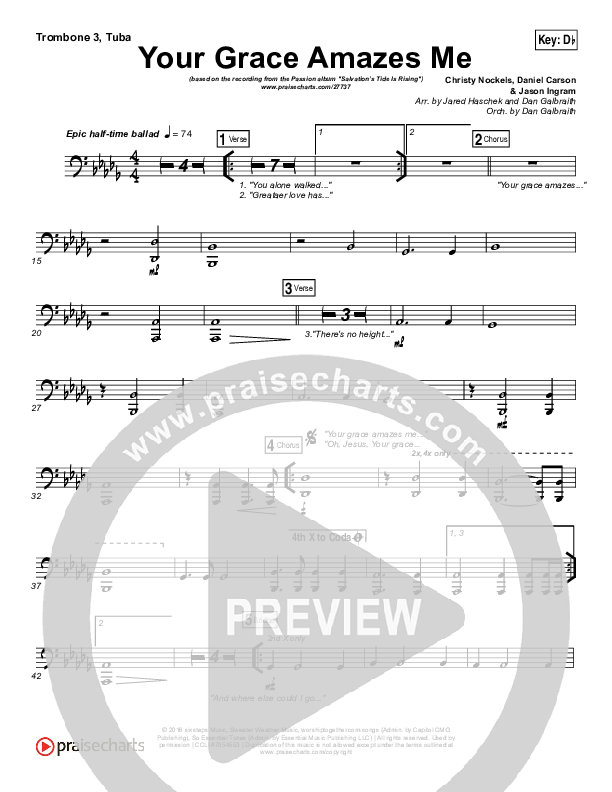 Your Grace Amazes Me Trombone 3/Tuba (Christy Nockels / Passion)
