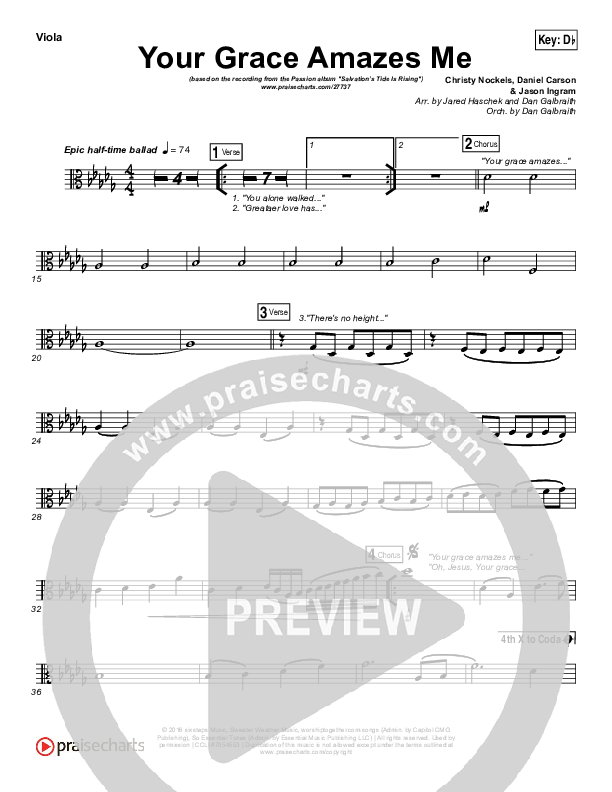 Your Grace Amazes Me Viola (Christy Nockels / Passion)