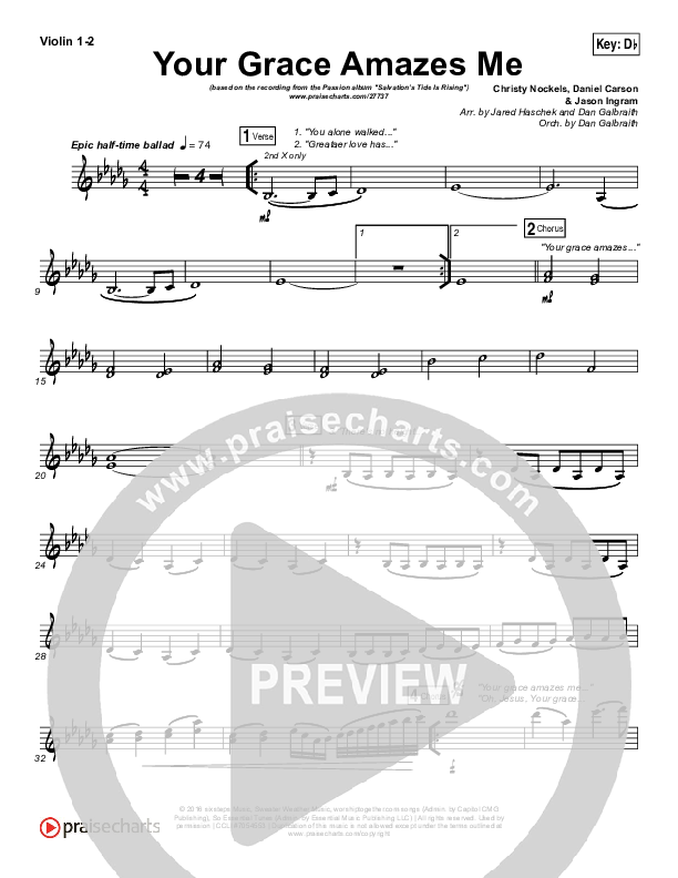 Your Grace Amazes Me Violin 1/2 (Christy Nockels / Passion)