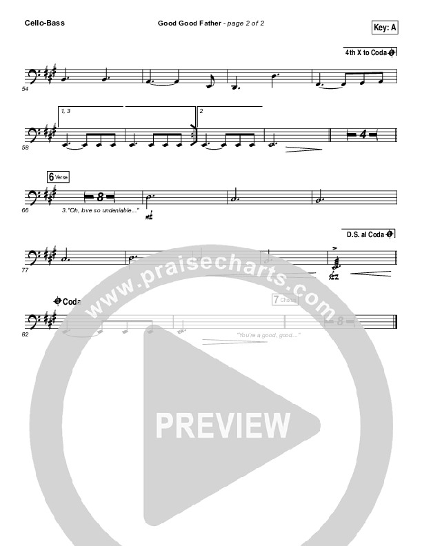 Good Good Father Cello/Bass (Kristian Stanfill / Passion)