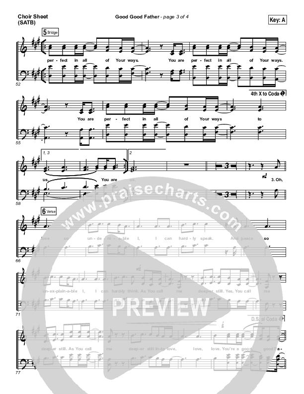 Good Good Father Choir Sheet (SATB) (Kristian Stanfill / Passion)