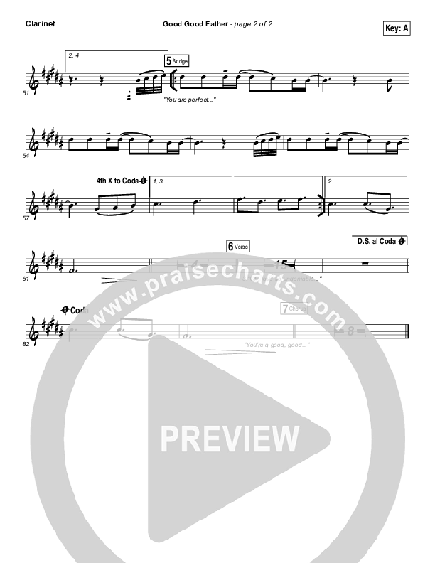 Good Good Father Clarinet (Kristian Stanfill / Passion)