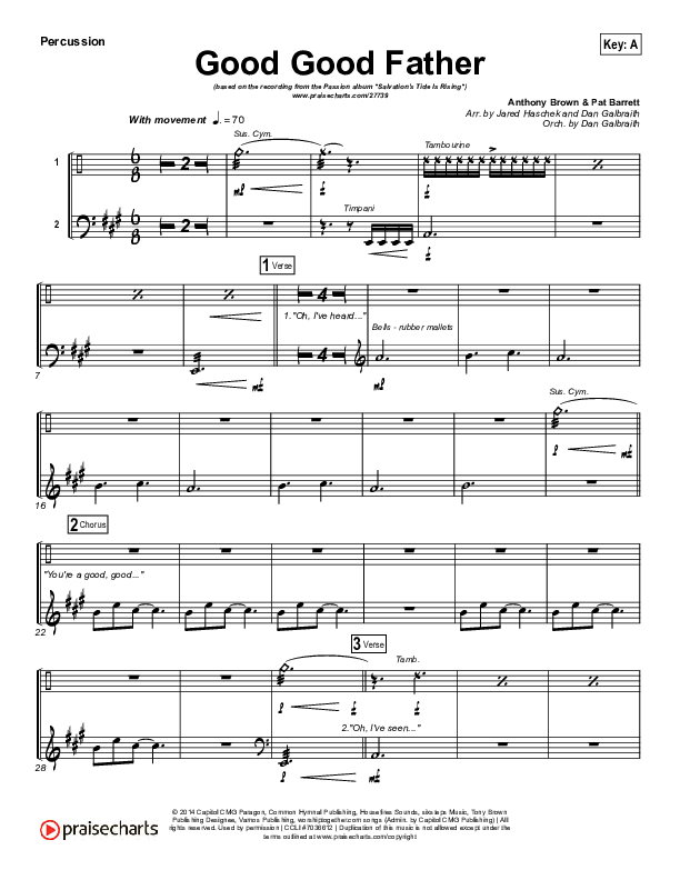 Good Good Father Percussion (Kristian Stanfill / Passion)