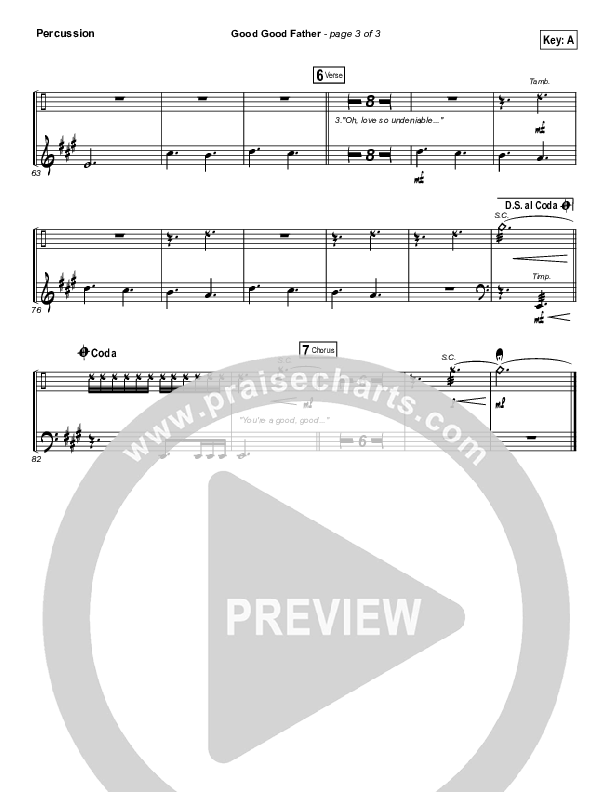 Good Good Father Percussion (Kristian Stanfill / Passion)