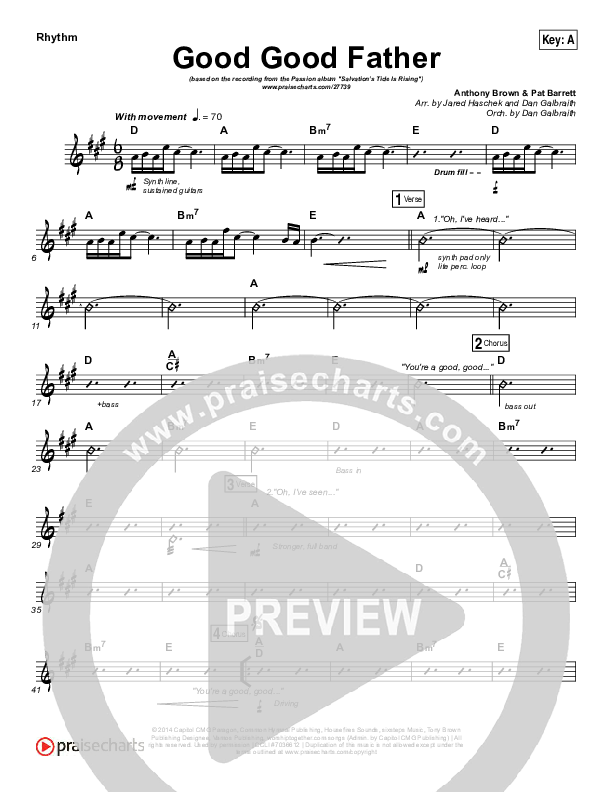 Good Good Father Rhythm Chart (Kristian Stanfill / Passion)