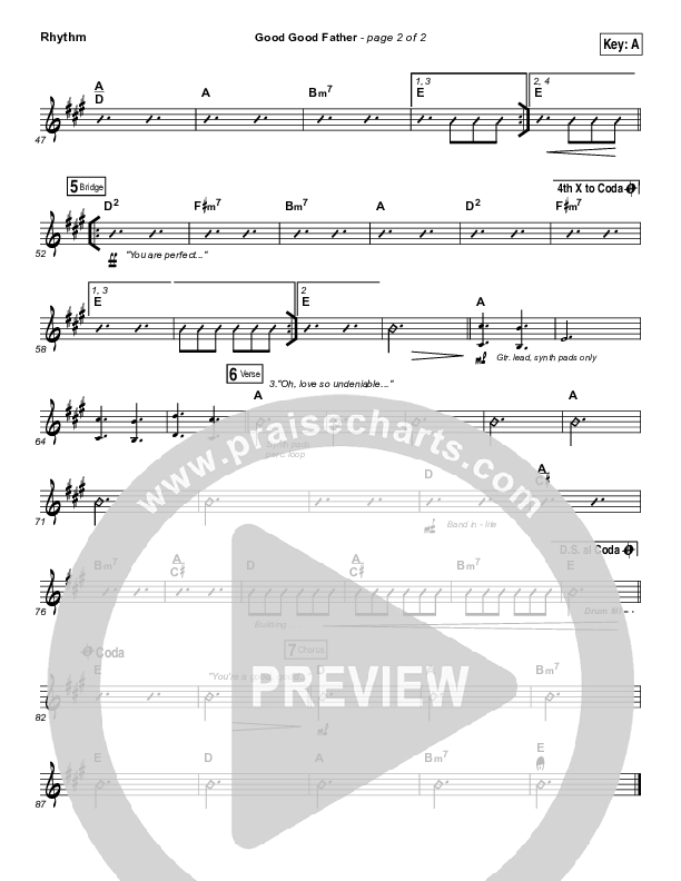 Good Good Father Rhythm Chart (Kristian Stanfill / Passion)