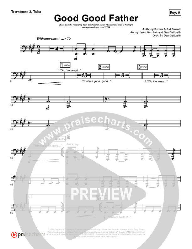 Good Good Father Trombone 3/Tuba (Kristian Stanfill / Passion)