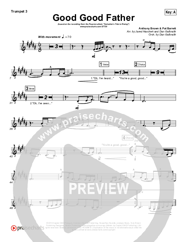 Good Good Father Trumpet 3 (Kristian Stanfill / Passion)