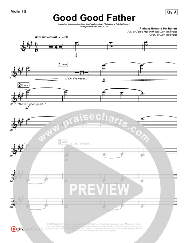 Good Good Father Violin 1/2 (Kristian Stanfill / Passion)
