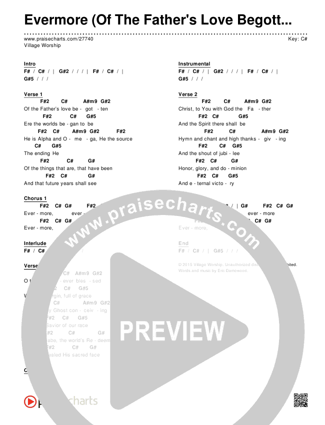 Evermore (Of The Father's Love Begotten) Chords & Lyrics (Village Worship)