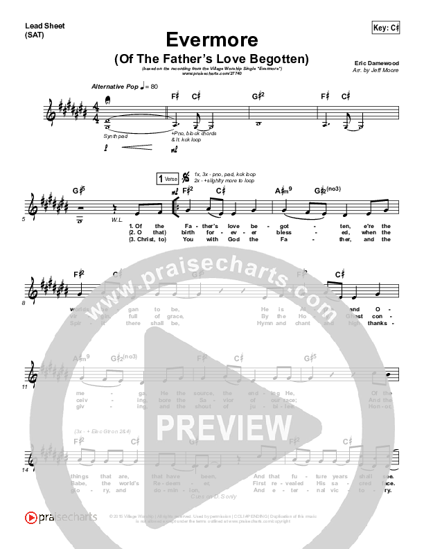 Evermore (Of The Father's Love Begotten) Lead Sheet (Village Worship)