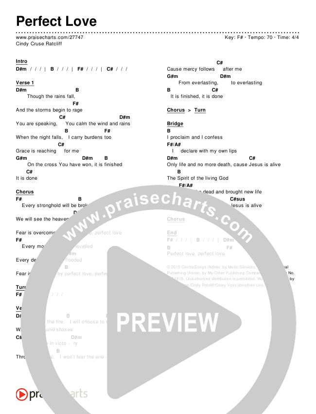 Perfect Love Chords & Lyrics (Cindy Cruse Ratcliff)