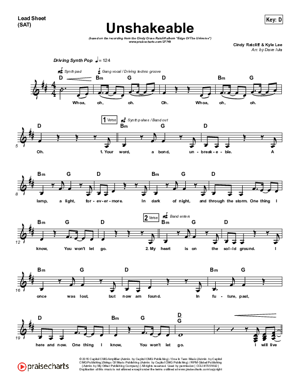 Unshakeable Lead Sheet (SAT) (Cindy Cruse Ratcliff)
