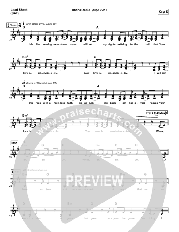 Unshakeable Lead Sheet (SAT) (Cindy Cruse Ratcliff)