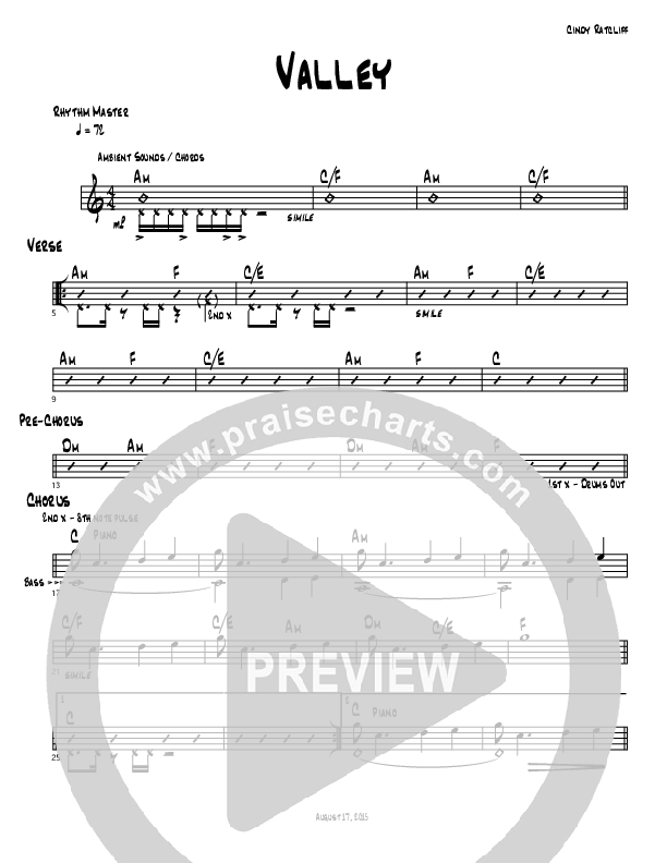 Valley Chords & Lyrics (Cindy Cruse Ratcliff)