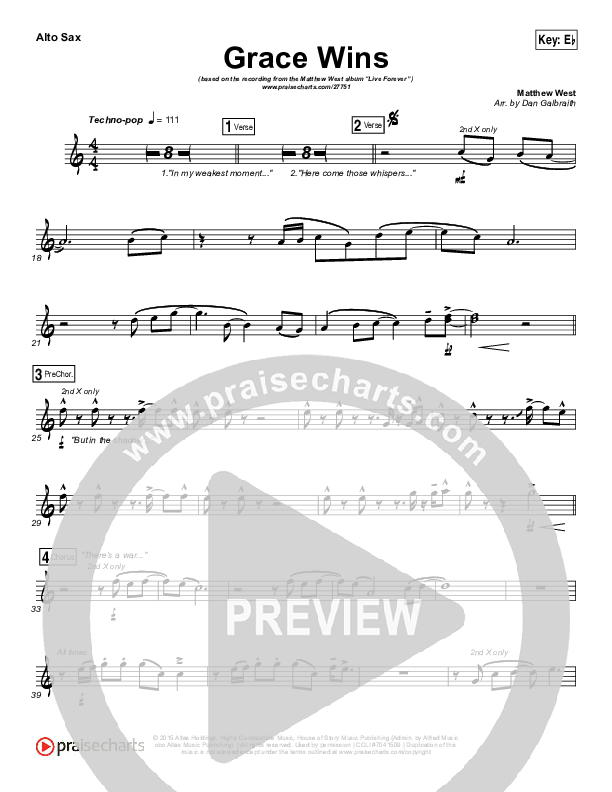 Grace Wins Alto Sax (Matthew West)