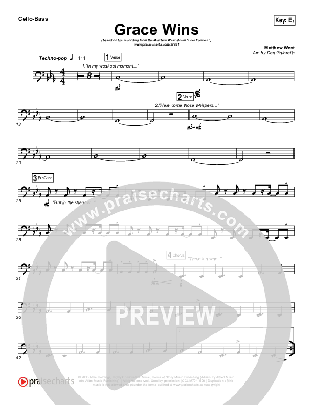 Grace Wins Cello/Bass (Matthew West)