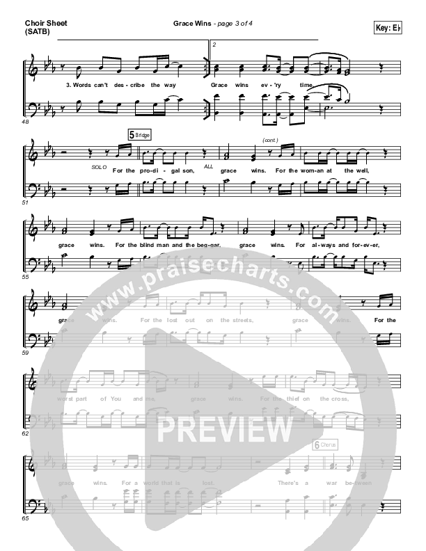Grace Wins Choir Sheet (SATB) (Print Only) (Matthew West)