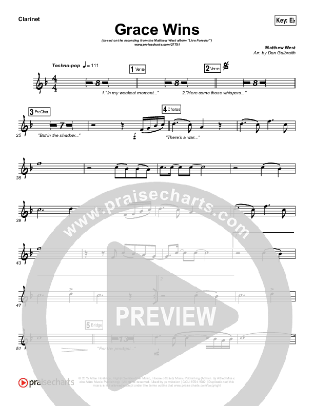 Grace Wins Clarinet (Matthew West)