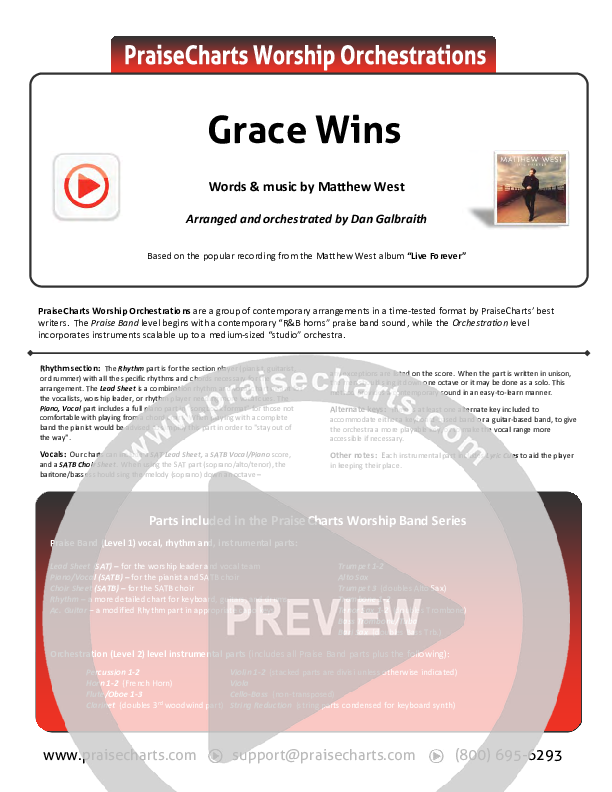 Grace Wins Cover Sheet (Matthew West)
