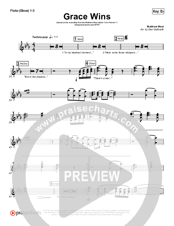 Grace Wins Flute/Oboe 1/2/3 (Matthew West)